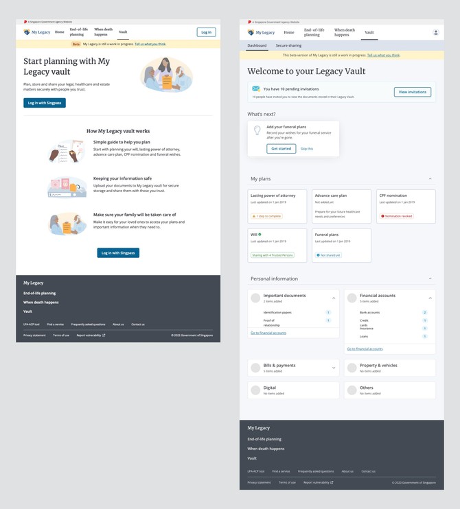 New information architecture — My Legacy vault